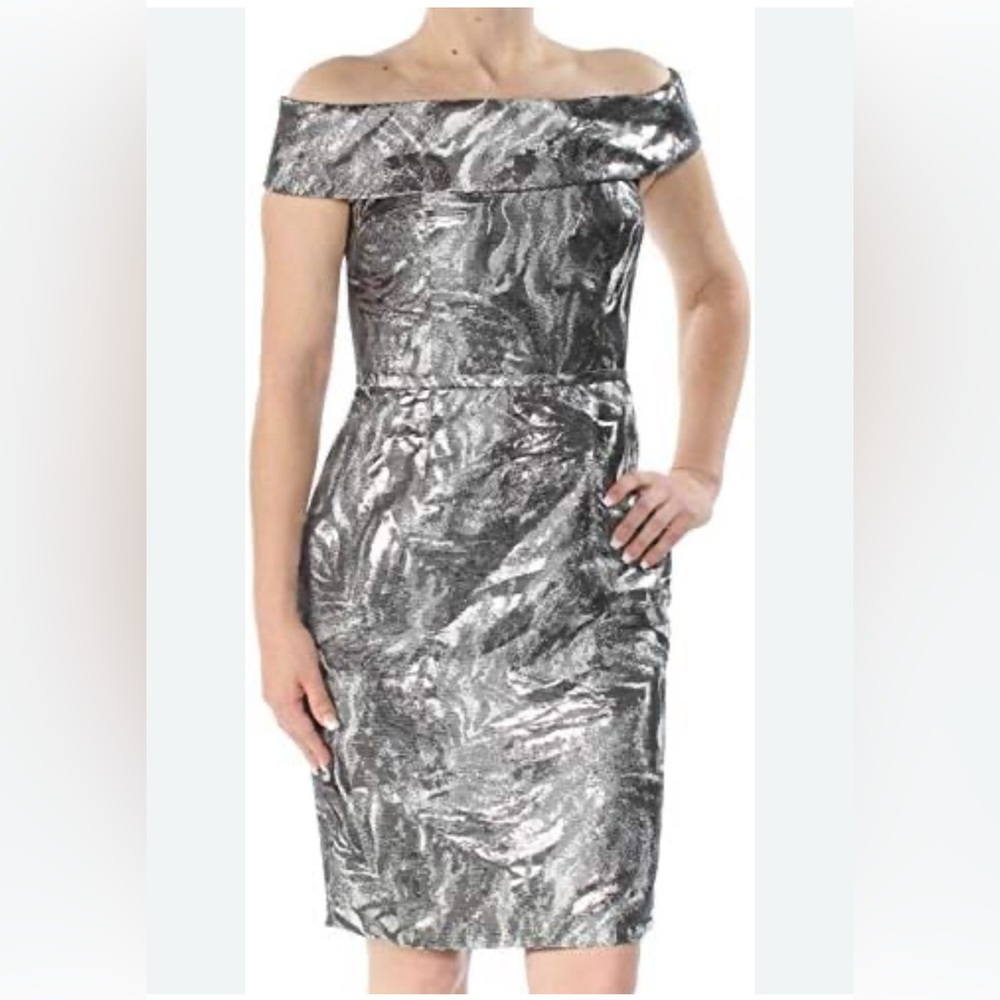 Calvin Klein Silver Off-Shoulder Dress
